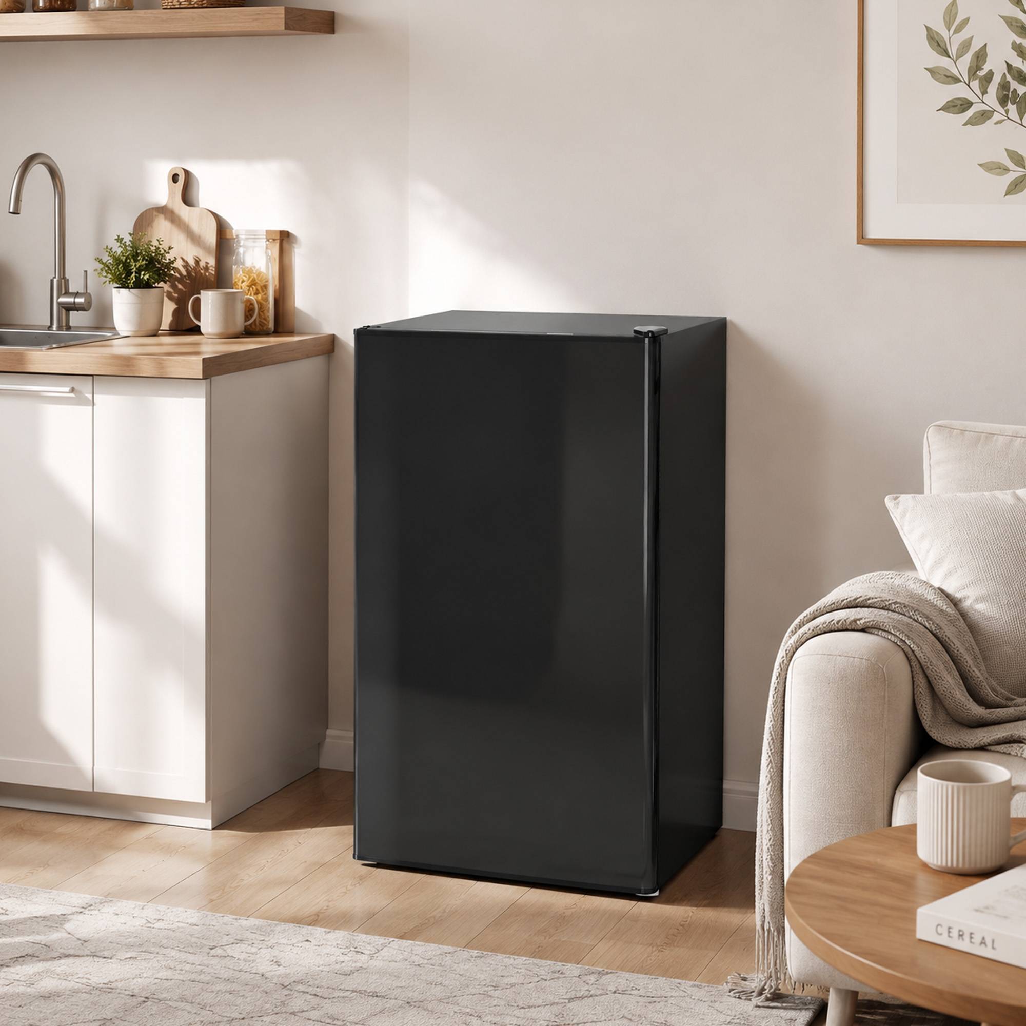 Petit réfrigérateur congélateur 91L étagères modulables sous comptoir, 47,5x44,2x84cm, noir - Image 10