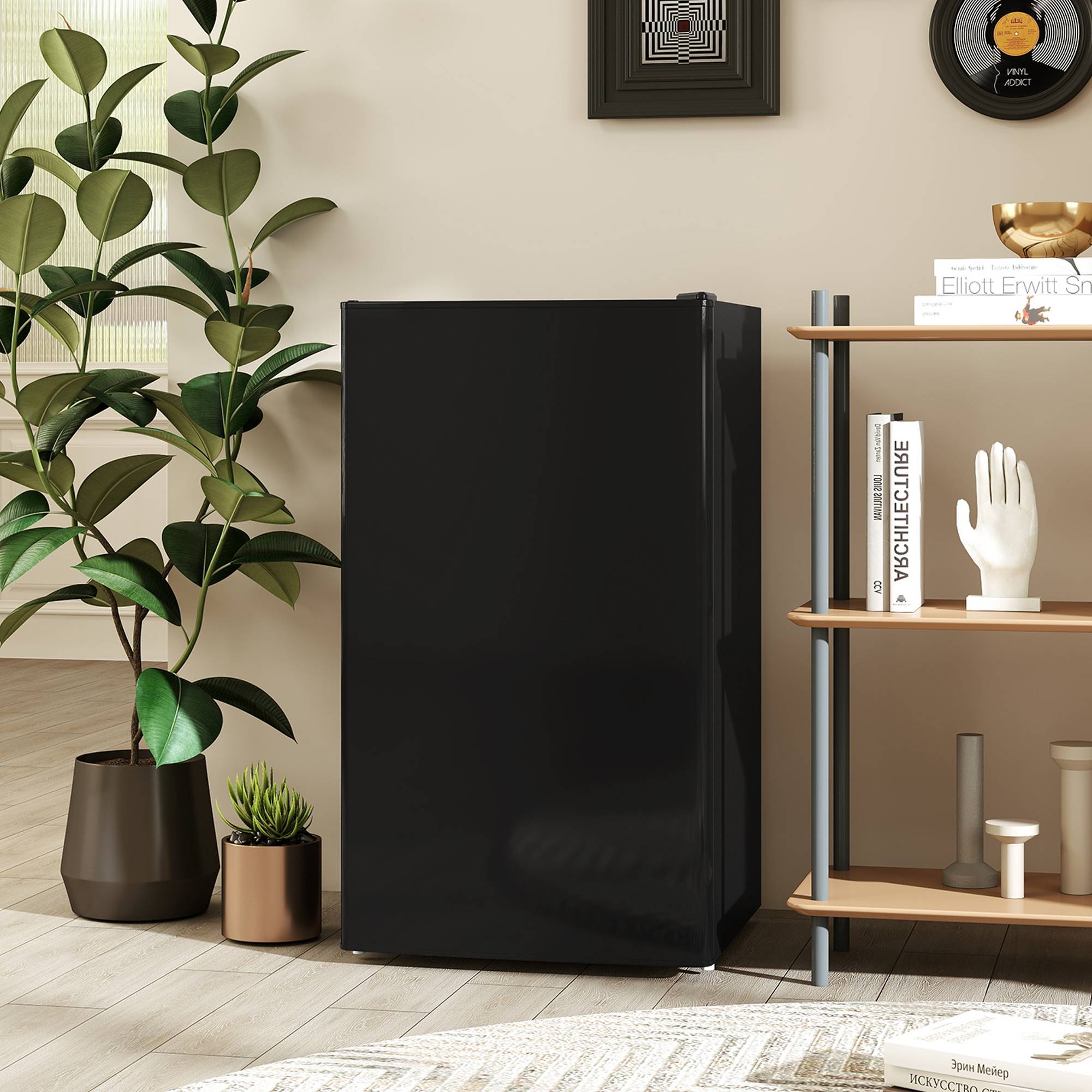 Petit réfrigérateur congélateur 91L étagères modulables sous comptoir, 47,5x44,2x84cm, noir - Image 3