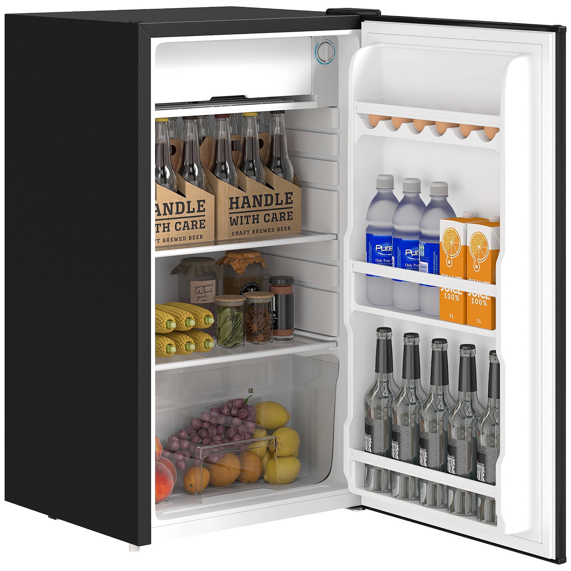 Petit réfrigérateur congélateur 91L étagères modulables sous comptoir, 47,5x44,2x84cm, noir - Image 2