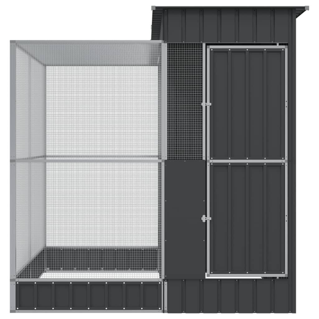 Volière Compacte Acier Galvanisé Oiseaux 209x203cm Argent - ComfortXL Outdoor Living - Image 3