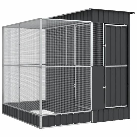 Volière Compacte Acier Galvanisé Oiseaux 209x203cm Argent - ComfortXL Outdoor Living - Image 2