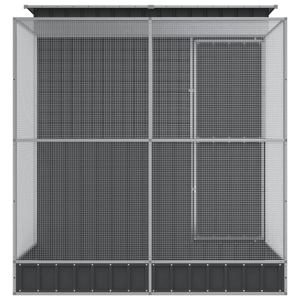 Volière Compacte Acier Galvanisé Oiseaux 209x203cm Argent - ComfortXL Outdoor Living - Image 4