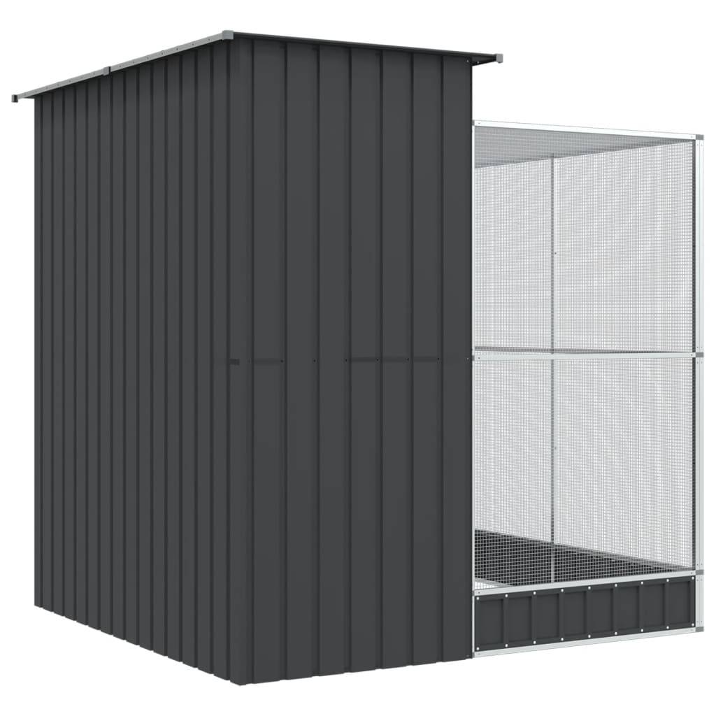 Volière Compacte Acier Galvanisé Oiseaux 209x203cm Argent - ComfortXL Outdoor Living - Image 5