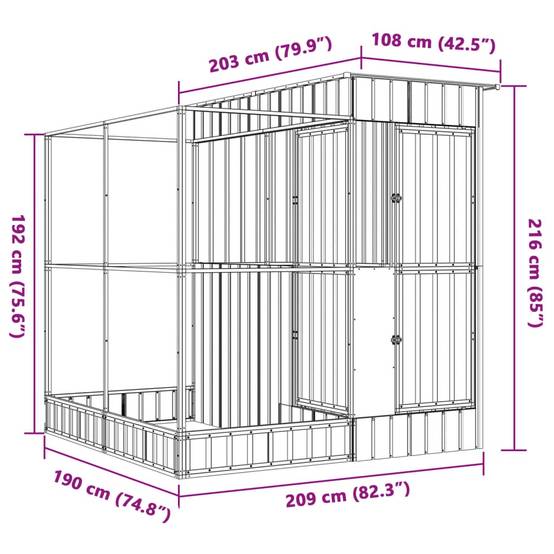 Volière Compacte Acier Galvanisé Oiseaux 209x203cm Argent - ComfortXL Outdoor Living - Image 8