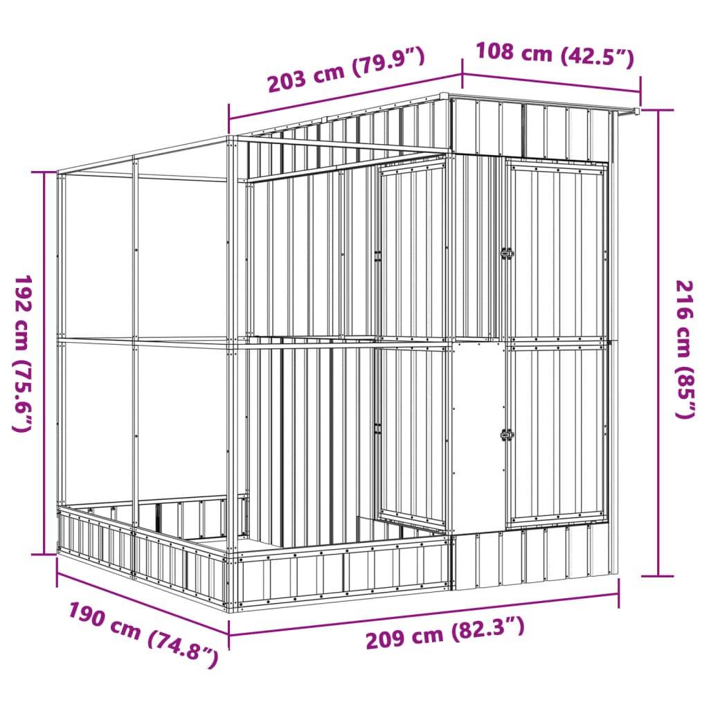 Volière Compacte Acier Galvanisé Oiseaux 209x203cm Argent - ComfortXL Outdoor Living - Image 8