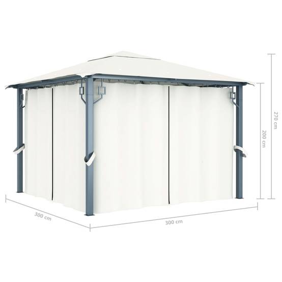 Tonnelle Aluminium Acier avec Rideaux et Moustiquaires Anti-UV pour Jardin Crème 3x3 m – ComfortXL Outdoor Living - Image 9