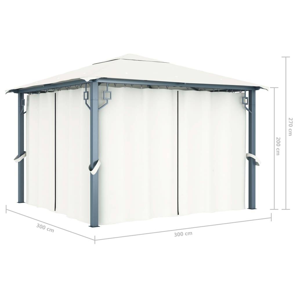Tonnelle Aluminium Acier avec Rideaux et Moustiquaires Anti-UV pour Jardin Crème 3x3 m – ComfortXL Outdoor Living - Image 9