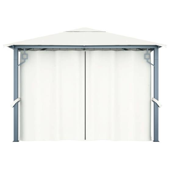 Tonnelle Aluminium Acier avec Rideaux et Moustiquaires Anti-UV pour Jardin Crème 3x3 m – ComfortXL Outdoor Living - Image 5
