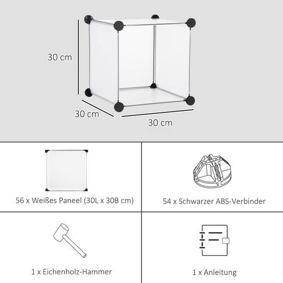 Système d'étagères modulaires avec 16 caissons séparés, étagères à emboîter, à monter soi-même, noir et blanc - Image 8