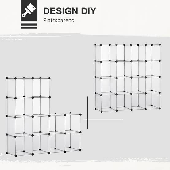 Système d'étagères modulaires avec 16 caissons séparés, étagères à emboîter, à monter soi-même, noir et blanc - Image 7