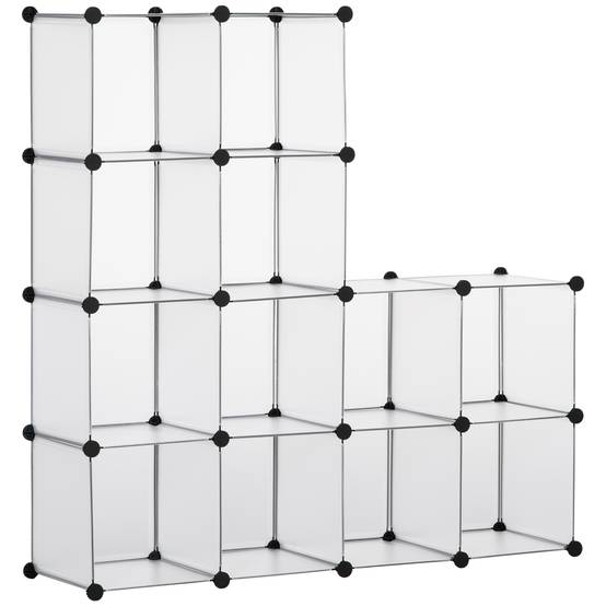 Système d'étagères modulaires avec 16 caissons séparés, étagères à emboîter, à monter soi-même, noir et blanc - Image 2