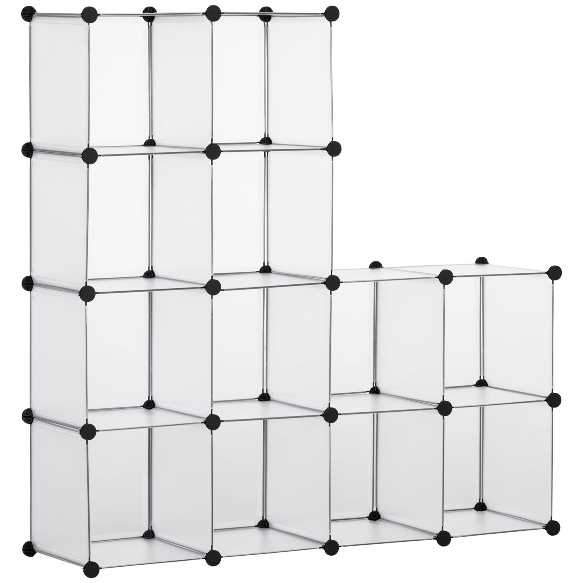 Système d'étagères modulaires avec 16 caissons séparés, étagères à emboîter, à monter soi-même, noir et blanc - Image 2