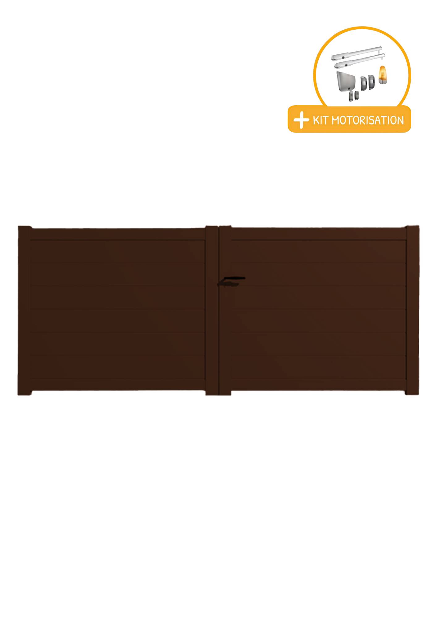 Portail Packit - Portail alu battant plein en kit +MOT dim. L.4000 (entre piliers ) X H.1700 mmMOT SGS Essential (vérins)  Marron (RAL 1247)