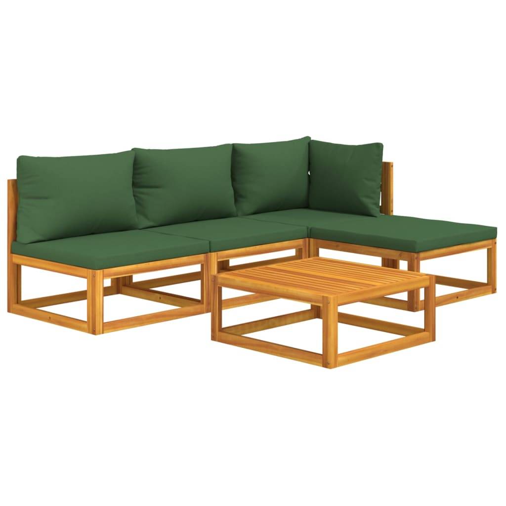 Helloshop26 - Salon de jardin meuble d'extérieur ensemble de mobilier 5 pièces avec coussins vert bois massif - Imagen 1