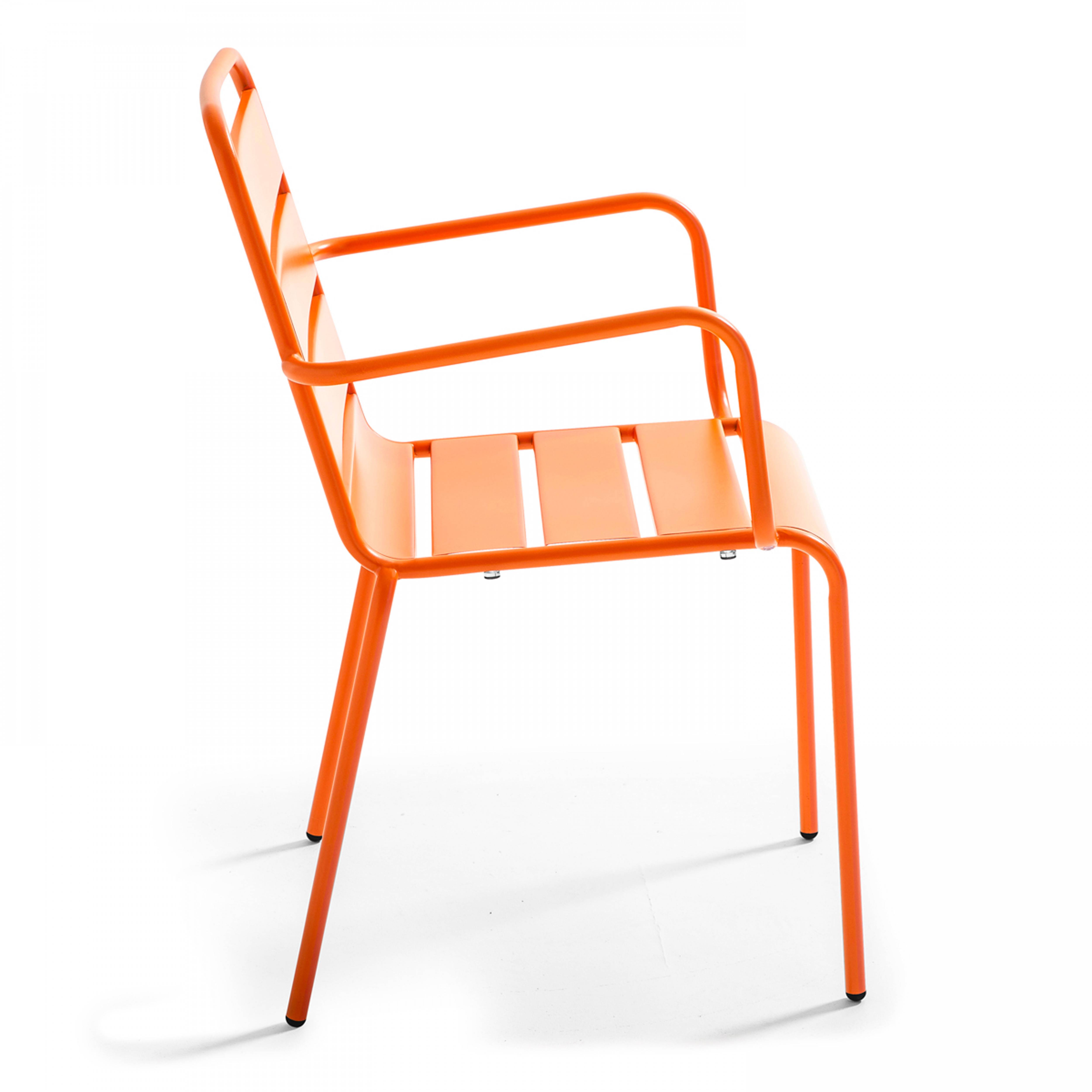 Oviala - Ensemble table de jardin carrée et 4 fauteuils acier orange Palavas - Oviala - Imagen 6