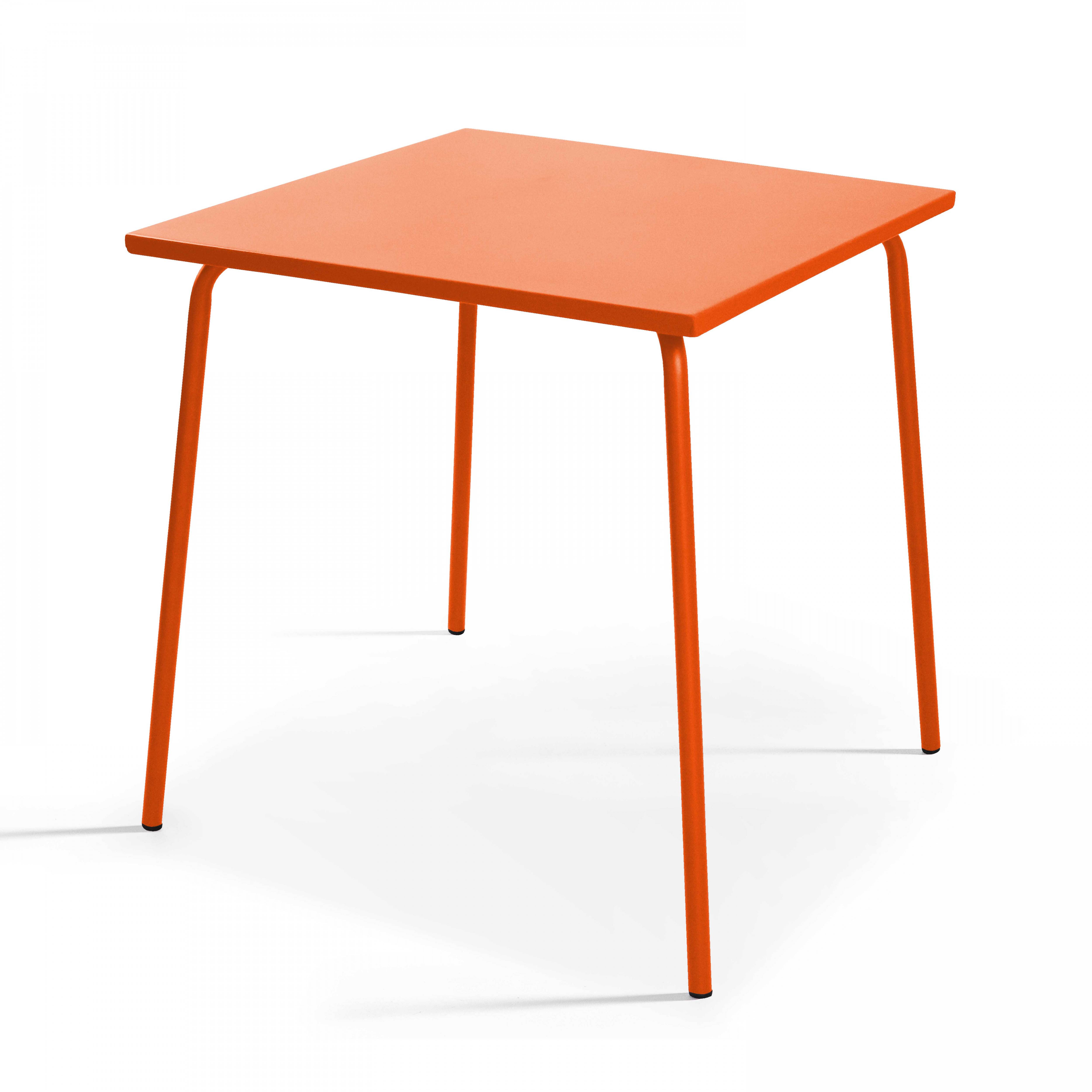 Oviala - Ensemble table de jardin carrée et 4 fauteuils acier orange Palavas - Oviala - Imagen 3