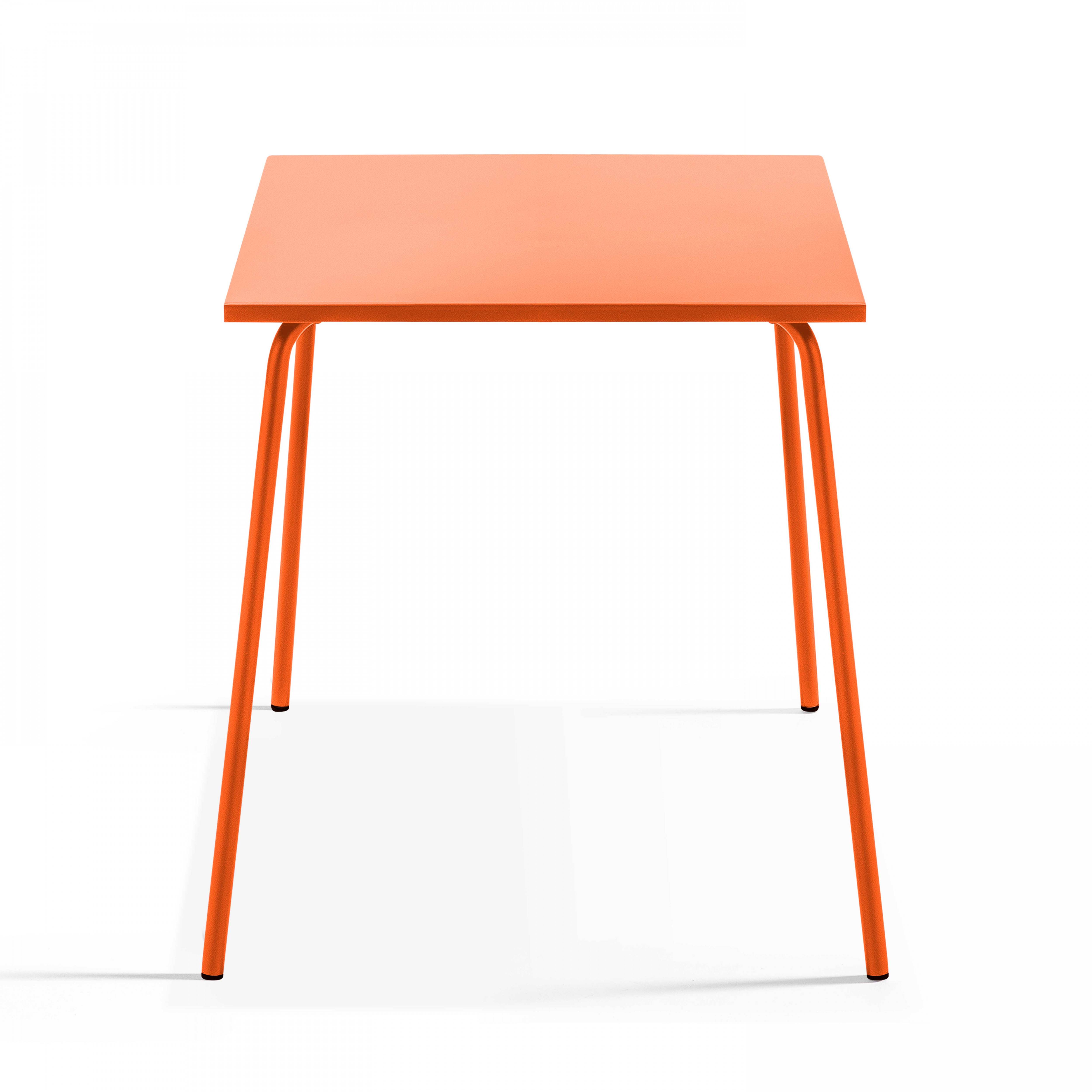 Oviala - Ensemble table de jardin carrée et 4 fauteuils acier orange Palavas - Oviala - Imagen 4