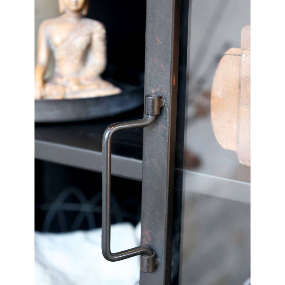 Chemin De Campagne - Armoire vitrine sur roues en fer forgé noir antique 76 x 35.5 x 160 cm Chemin de campagne - Imagen 5