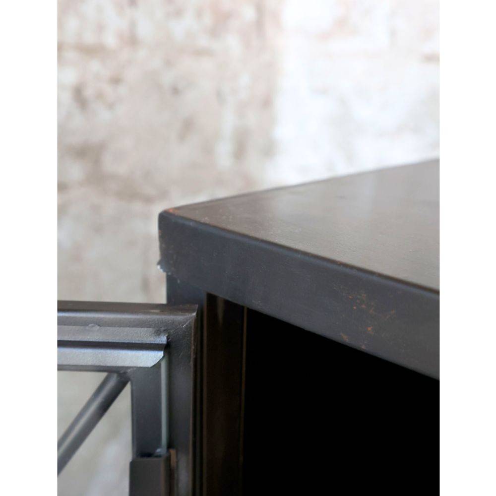 Chemin De Campagne - Armoire vitrine sur roues en fer forgé noir antique 76 x 35.5 x 160 cm Chemin de campagne - Imagen 6