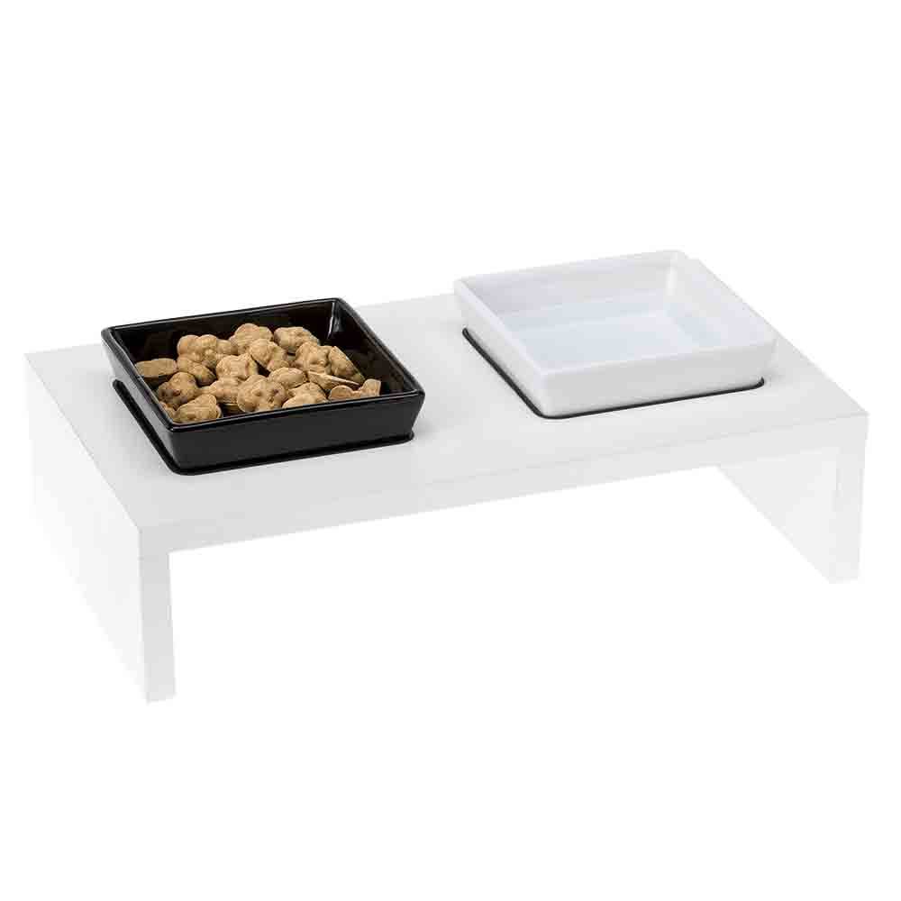 Ferplast - Ferplast Ecuelle pour Chats et Chiens MAKI 01, Support en Bois avec Anti-dérapant, 2 écuelles en Céramique de 0,5 L - Imagen 1