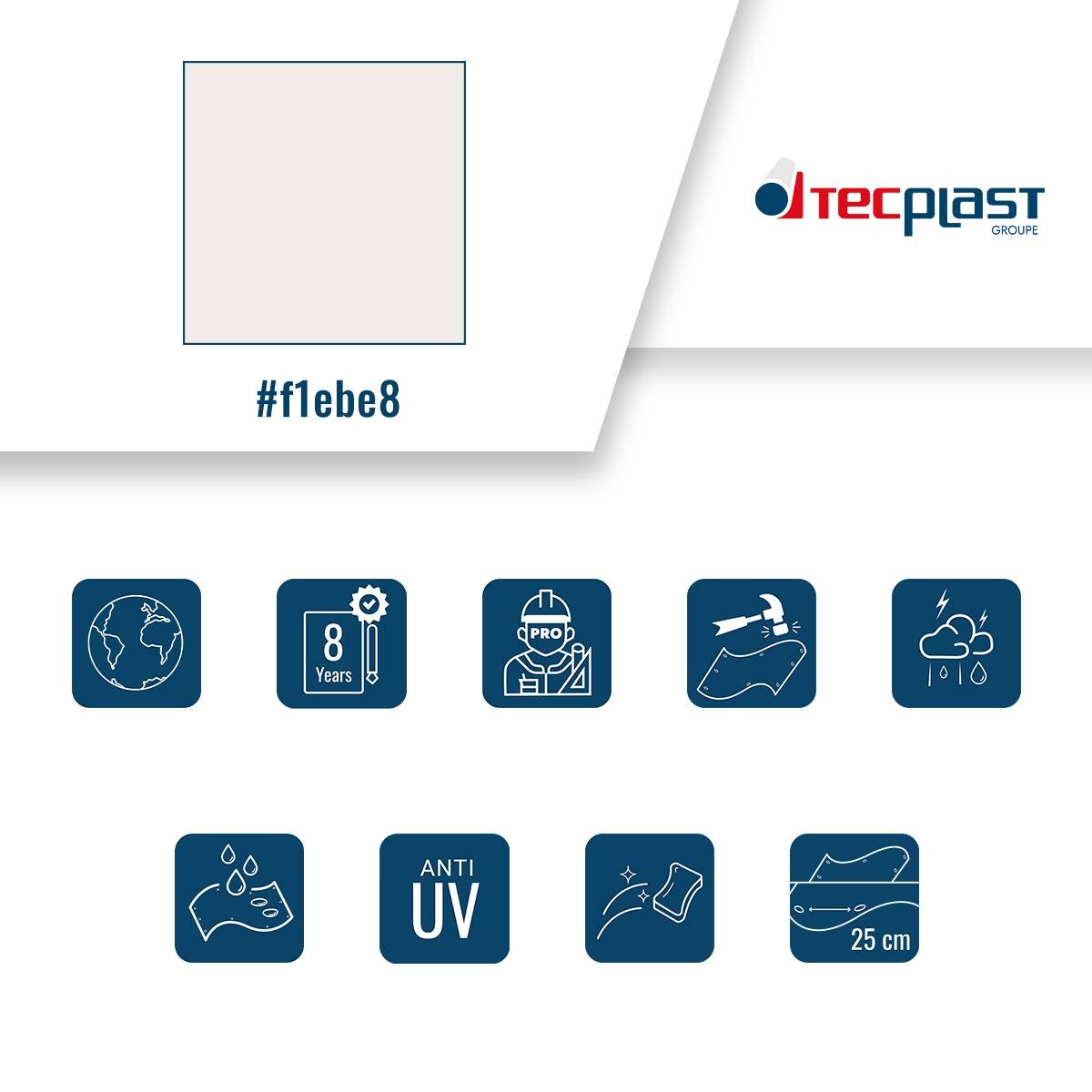 Tecplast - Bâche de Chantier 4x6 m LP640CH Blanc Crème - Garantie 8 ans - Bâche de protection étanche en PVC pour Travaux TECPLAST - Imagen 4