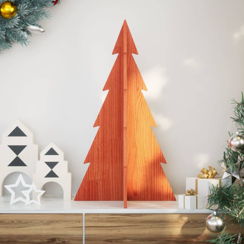 Sapin de Noël en Bois Pin Massif Décoration Rustique Intérieur Brun 80 cm – ComfortXL Outdoor Living - Image 1