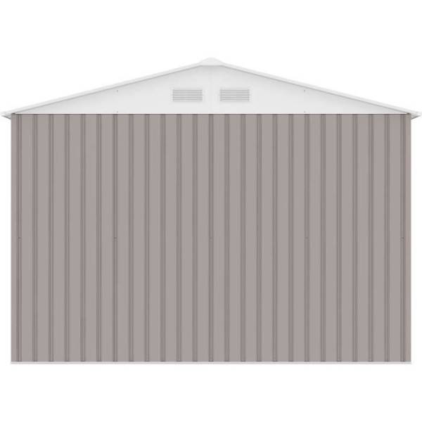 Sans Marque - Abri de jardin en métal 8,84 m² - 277 x 319 x 202 cm - URANUS - Kit d'ancrage inclus, 2 portes coulissantes - Taupe - Image 6