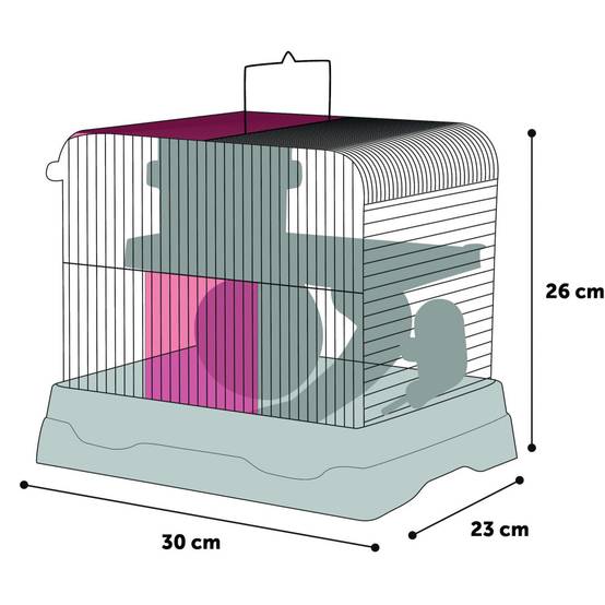 Cage Dinky bleu 30 x 23 x 26 cm pour petit rongeur - Imagen 3
