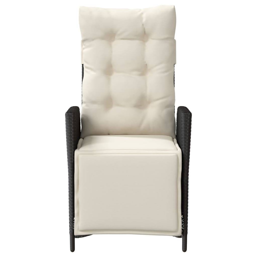 Chaise de jardin inclinable - Chaise d'extérieur - Fauteuil d'extérieur et repose-pied noir résine tressée - MEUBLE PRO - Image 4