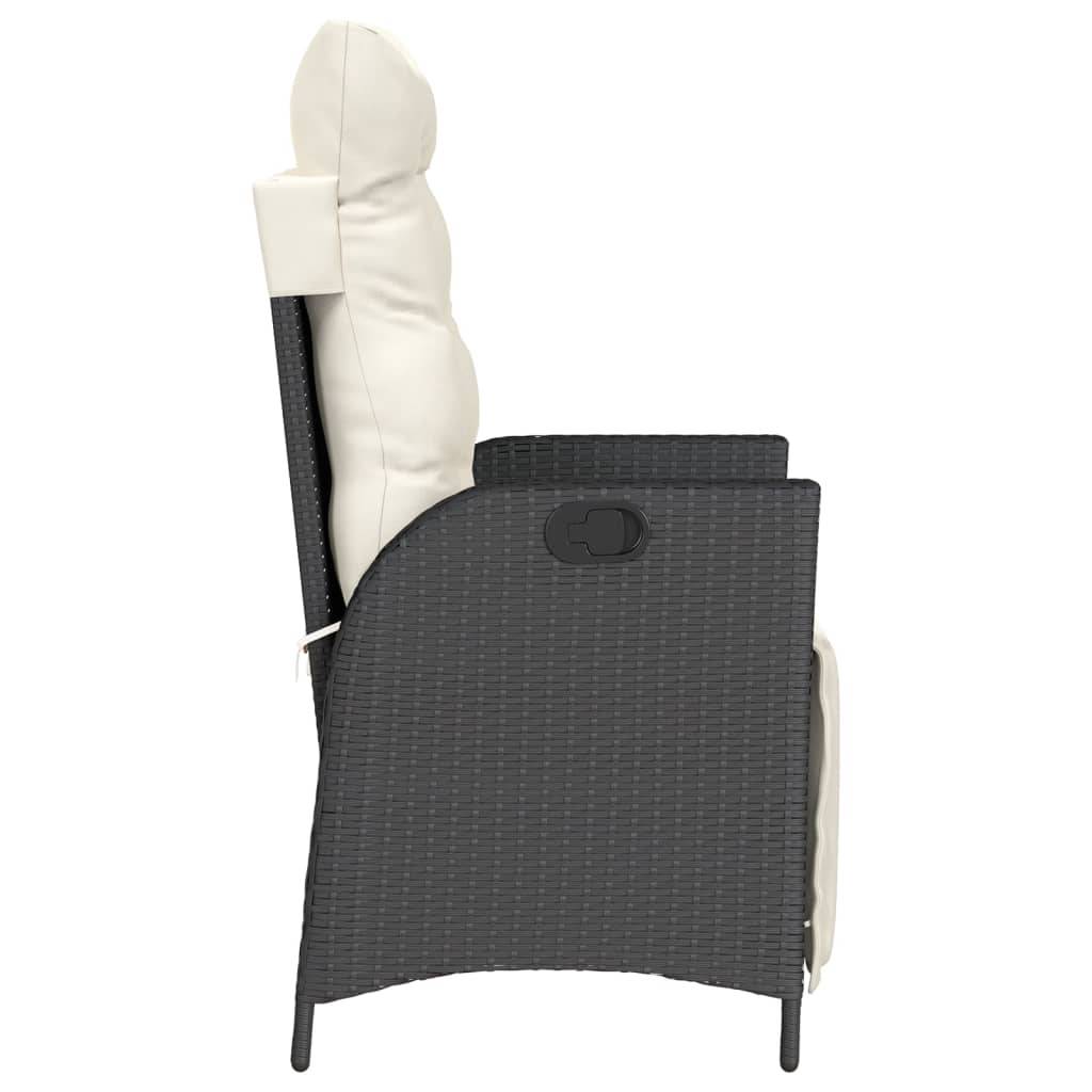 Chaise de jardin inclinable - Chaise d'extérieur - Fauteuil d'extérieur et repose-pied noir résine tressée - MEUBLE PRO - Image 5