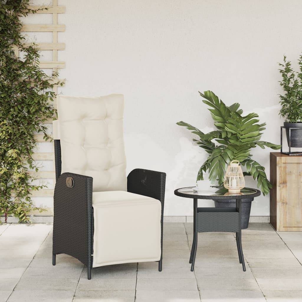 Chaise de jardin inclinable - Chaise d'extérieur - Fauteuil d'extérieur et repose-pied noir résine tressée - MEUBLE PRO - Image 3