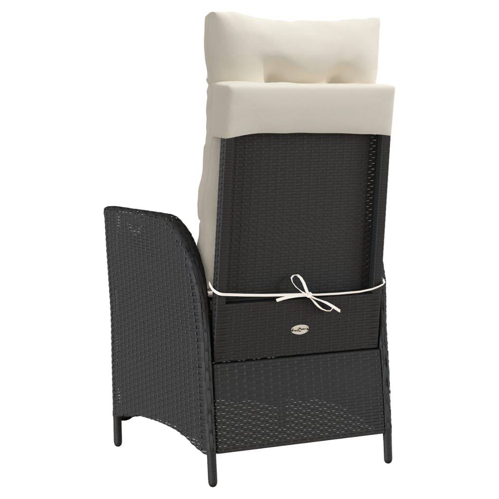 Chaise de jardin inclinable - Chaise d'extérieur - Fauteuil d'extérieur et repose-pied noir résine tressée - MEUBLE PRO - Image 6