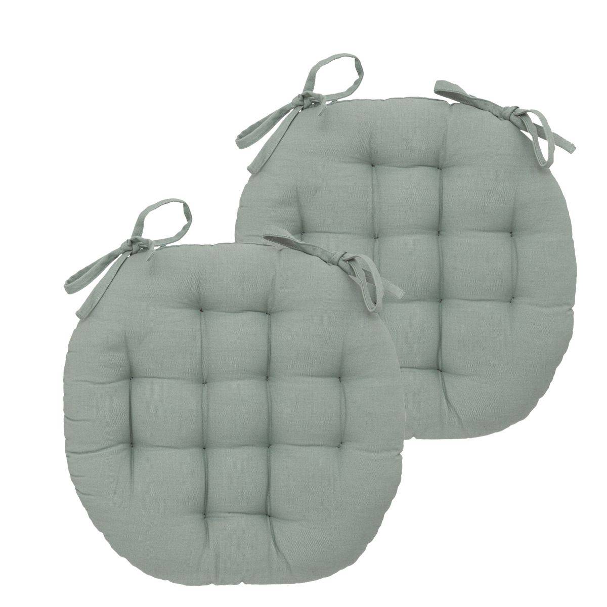 Lot de 2 Galettes de chaise en Coton Vert Céladon D 38 cm - Imagen 1