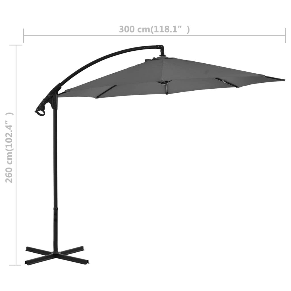 Helloshop26 - Parasol meuble de jardin en porte-à-faux avec poteau acier 300 cm anthracite - Imagen 7