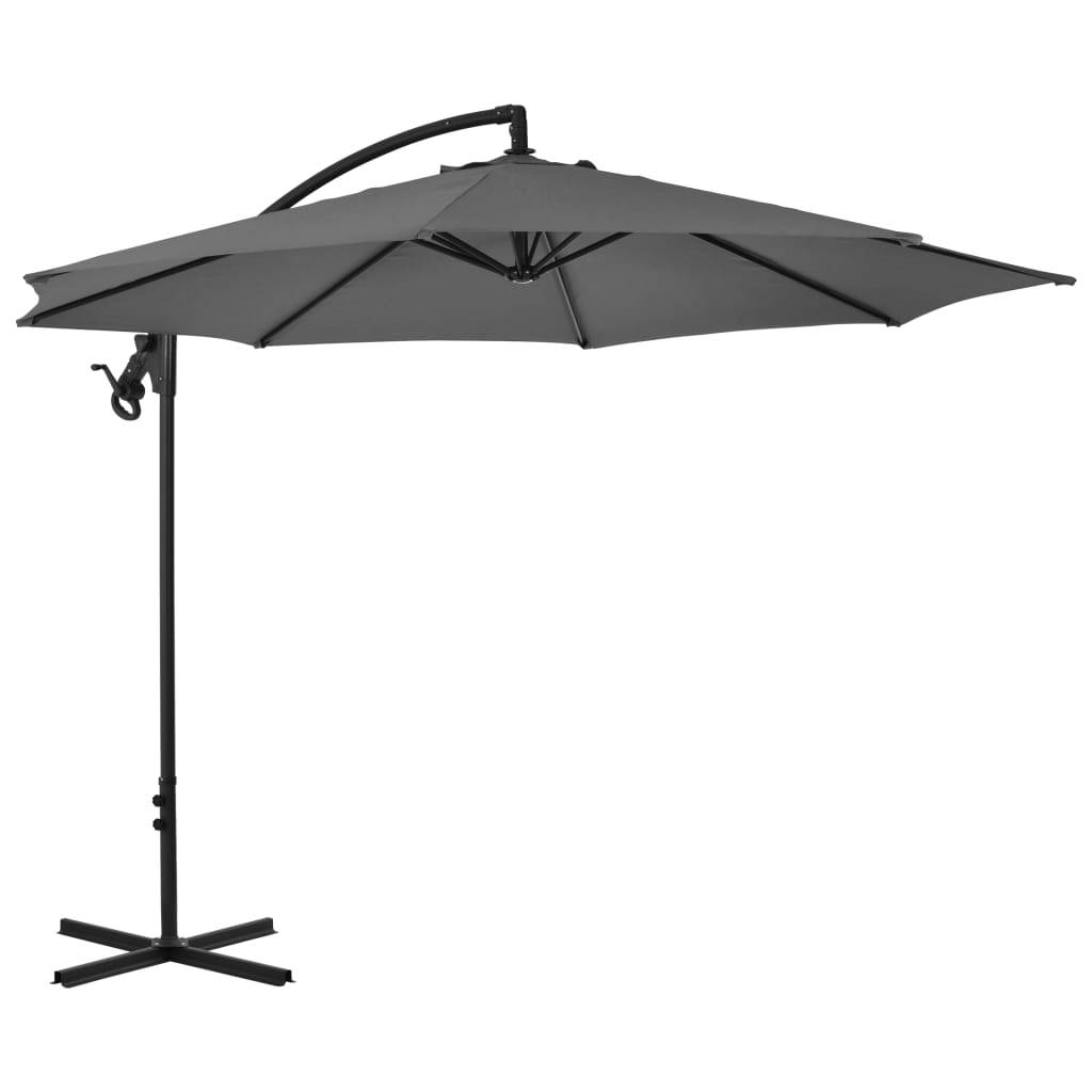 Helloshop26 - Parasol meuble de jardin en porte-à-faux avec poteau acier 300 cm anthracite - Imagen 1