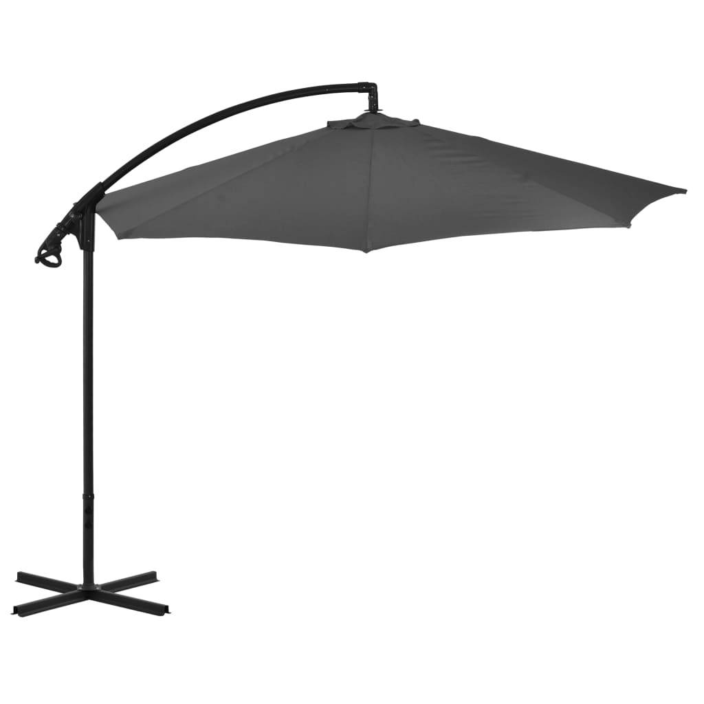 Helloshop26 - Parasol meuble de jardin en porte-à-faux avec poteau acier 300 cm anthracite - Imagen 3