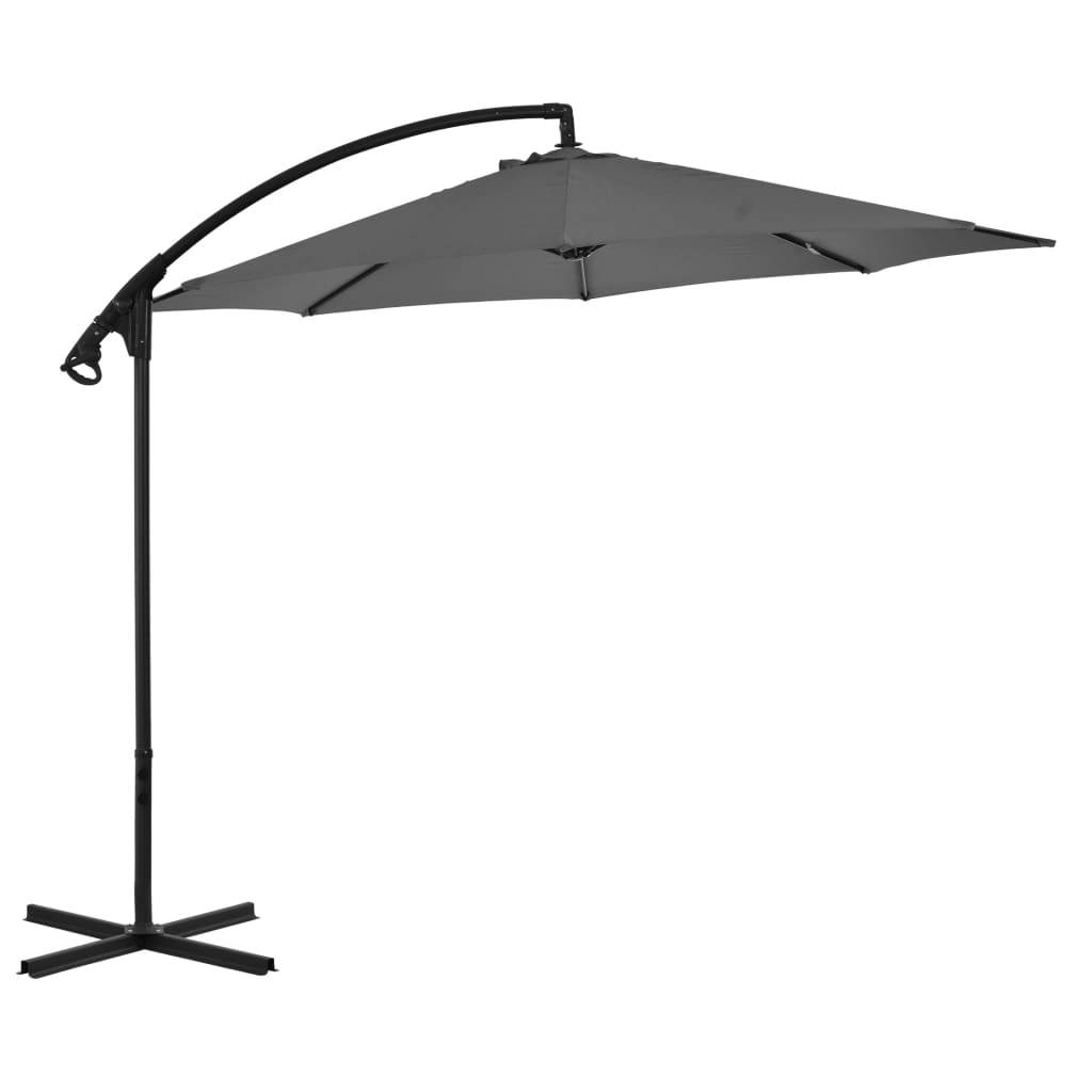 Helloshop26 - Parasol meuble de jardin en porte-à-faux avec poteau acier 300 cm anthracite - Imagen 2