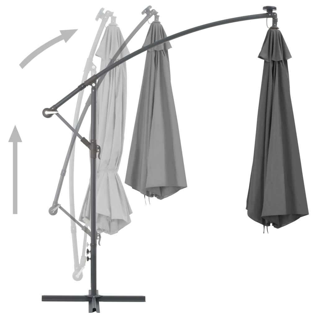 Helloshop26 - Parasol meuble de jardin en porte-à-faux avec poteau acier 300 cm anthracite - Imagen 5