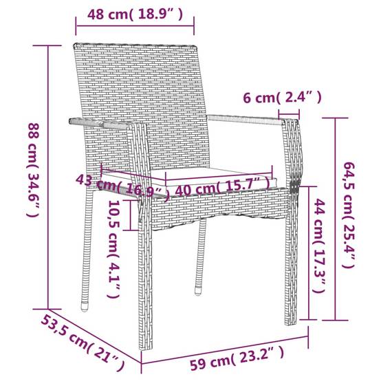 Chaise bois composite 4 places rotin noir 59 x 53,5 x 88 cm - Prolenta premium p3117.0 - Image 9