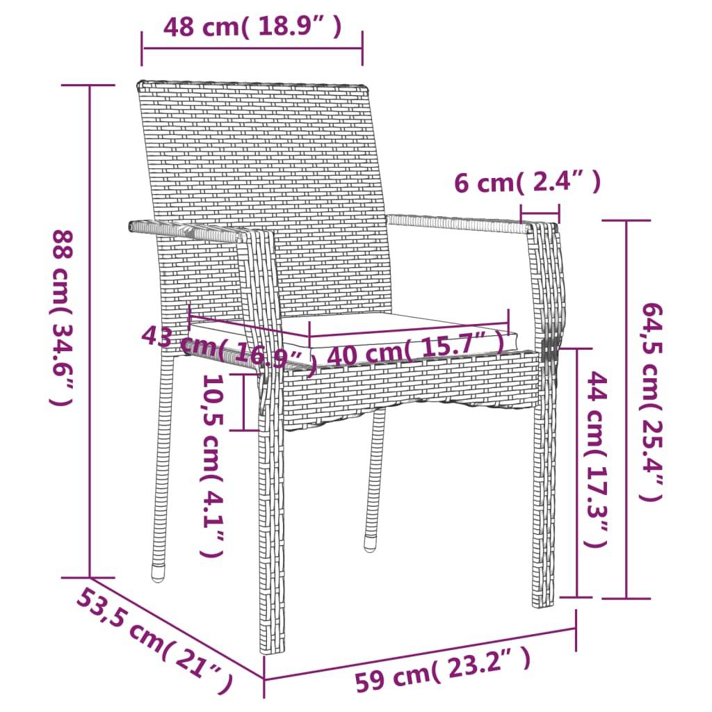 Chaise bois composite 4 places rotin noir  59 x 53,5 x 88 cm  - Prolenta premium  p3117.0 - Image 9