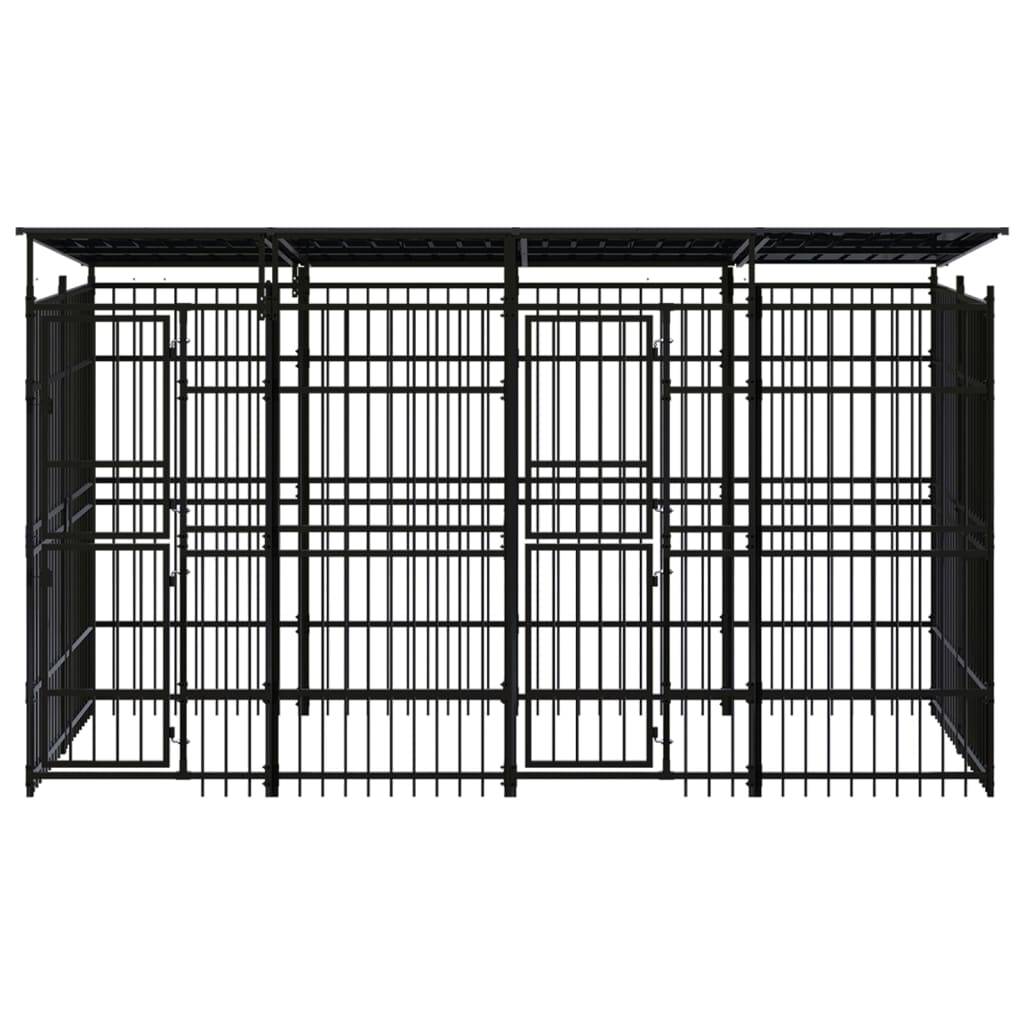 Vidaxl - Chenil d'extérieur avec toit pour chiens Acier 7,37 m² vidaXL 3098014 - Imagen 9