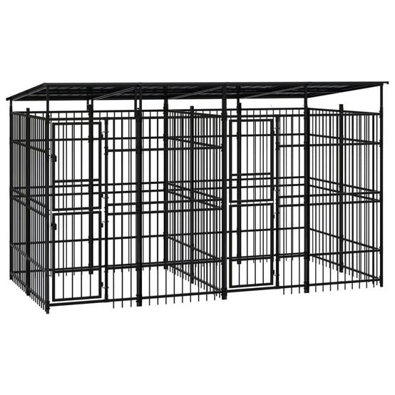 Vidaxl - Chenil d'extérieur avec toit pour chiens Acier 7,37 m² vidaXL 3098014 - Imagen 1