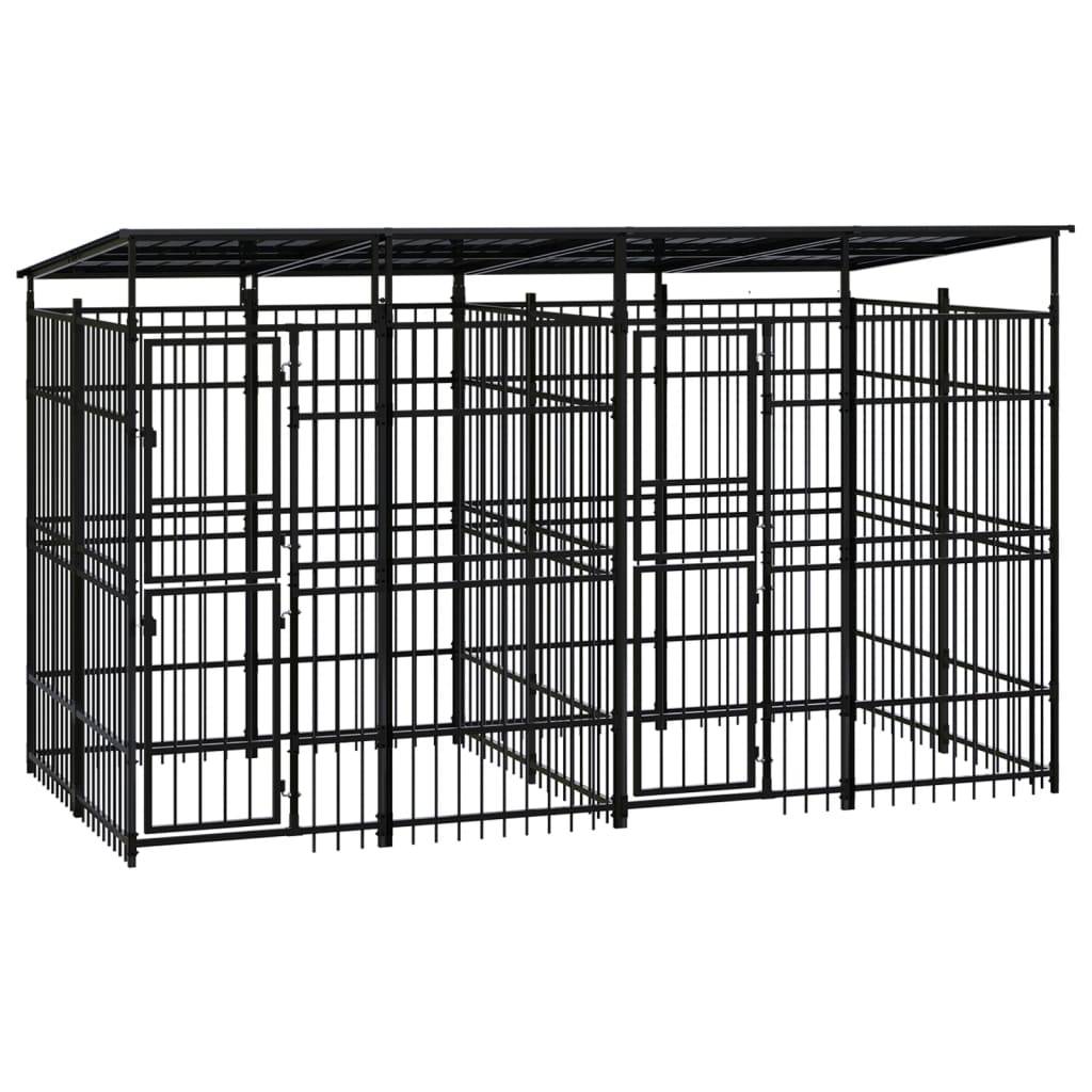 Vidaxl - Chenil d'extérieur avec toit pour chiens Acier 7,37 m² vidaXL 3098014 - Imagen 1