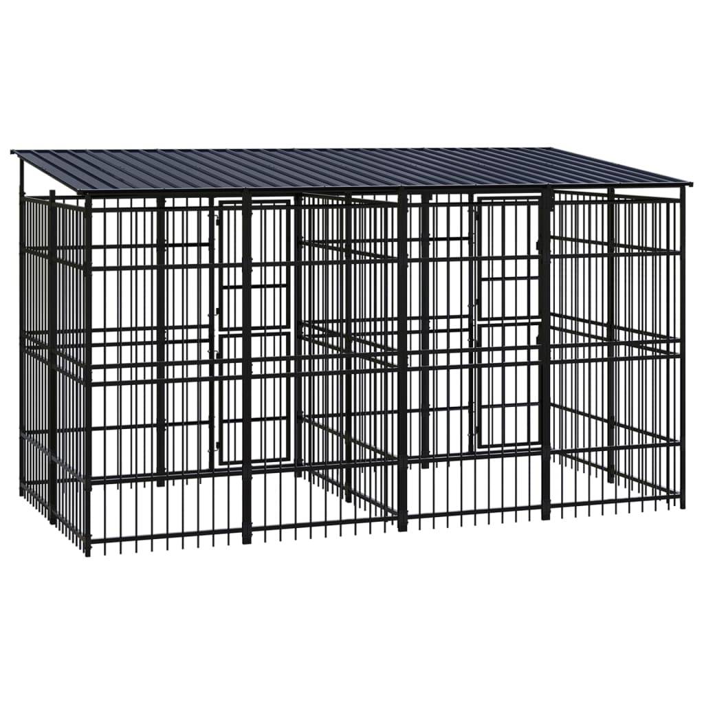 Vidaxl - Chenil d'extérieur avec toit pour chiens Acier 7,37 m² vidaXL 3098014 - Imagen 5