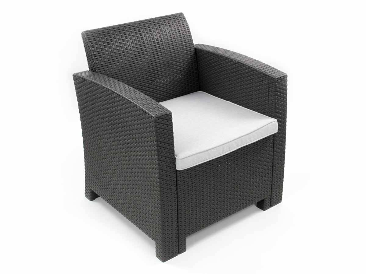 Jardideco - Salon de jardin en résine tressée Vinto 4 places Anthracite - Jardideco - Imagen 5
