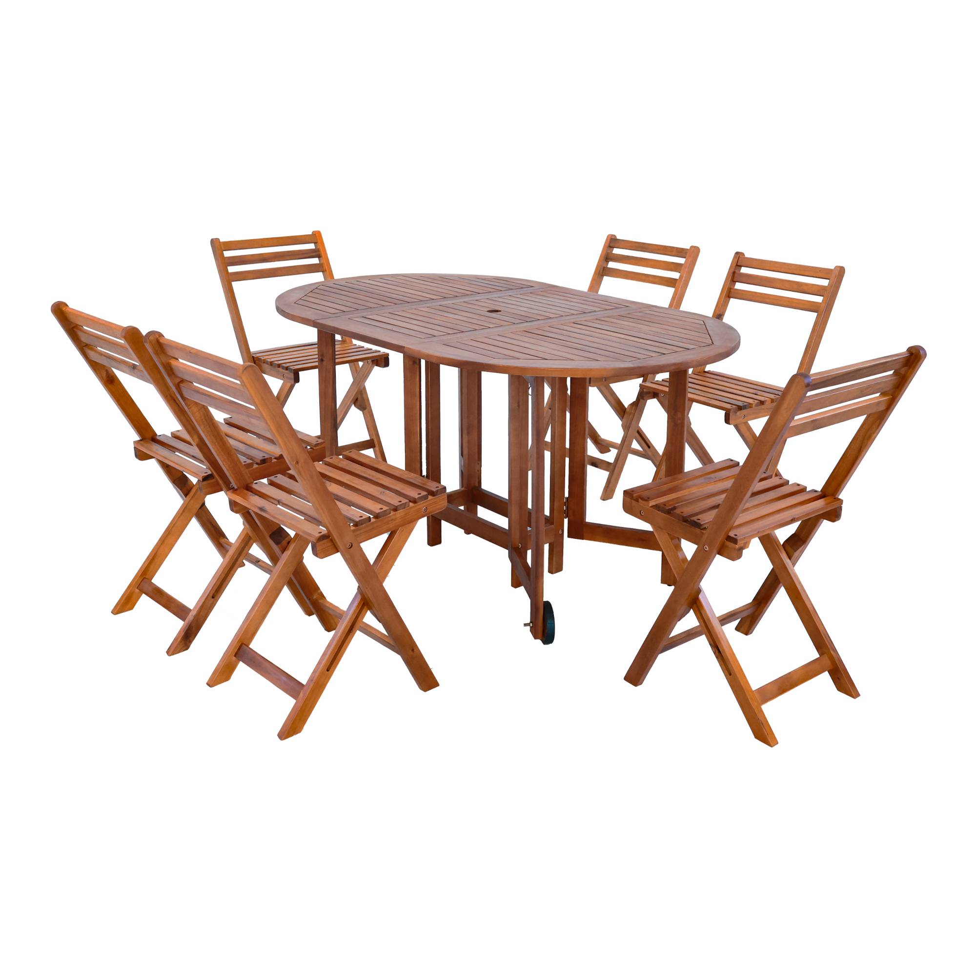 Ensemble de meubles de jardin 7 pièces Acerenza bois d'acacia naturel [en.casa] - Imagen 1