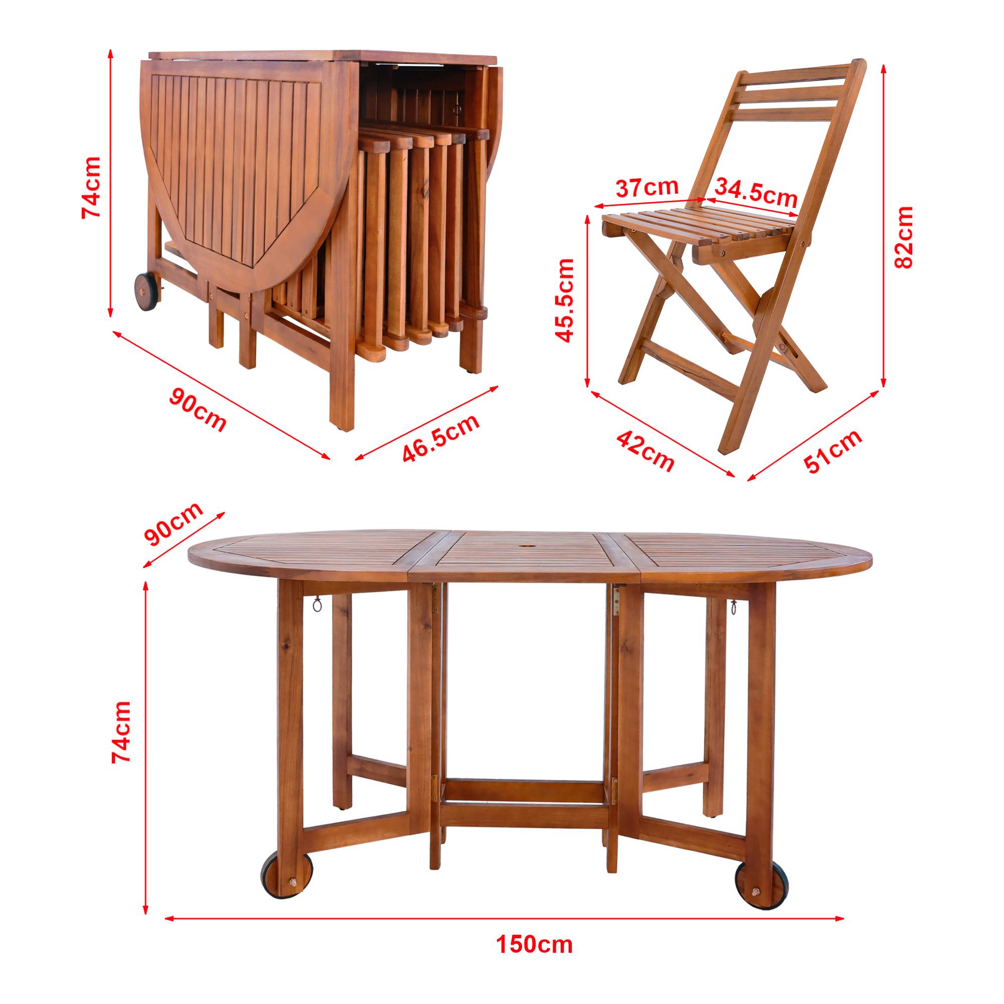 Ensemble de meubles de jardin 7 pièces Acerenza bois d'acacia naturel [en.casa] - Imagen 3