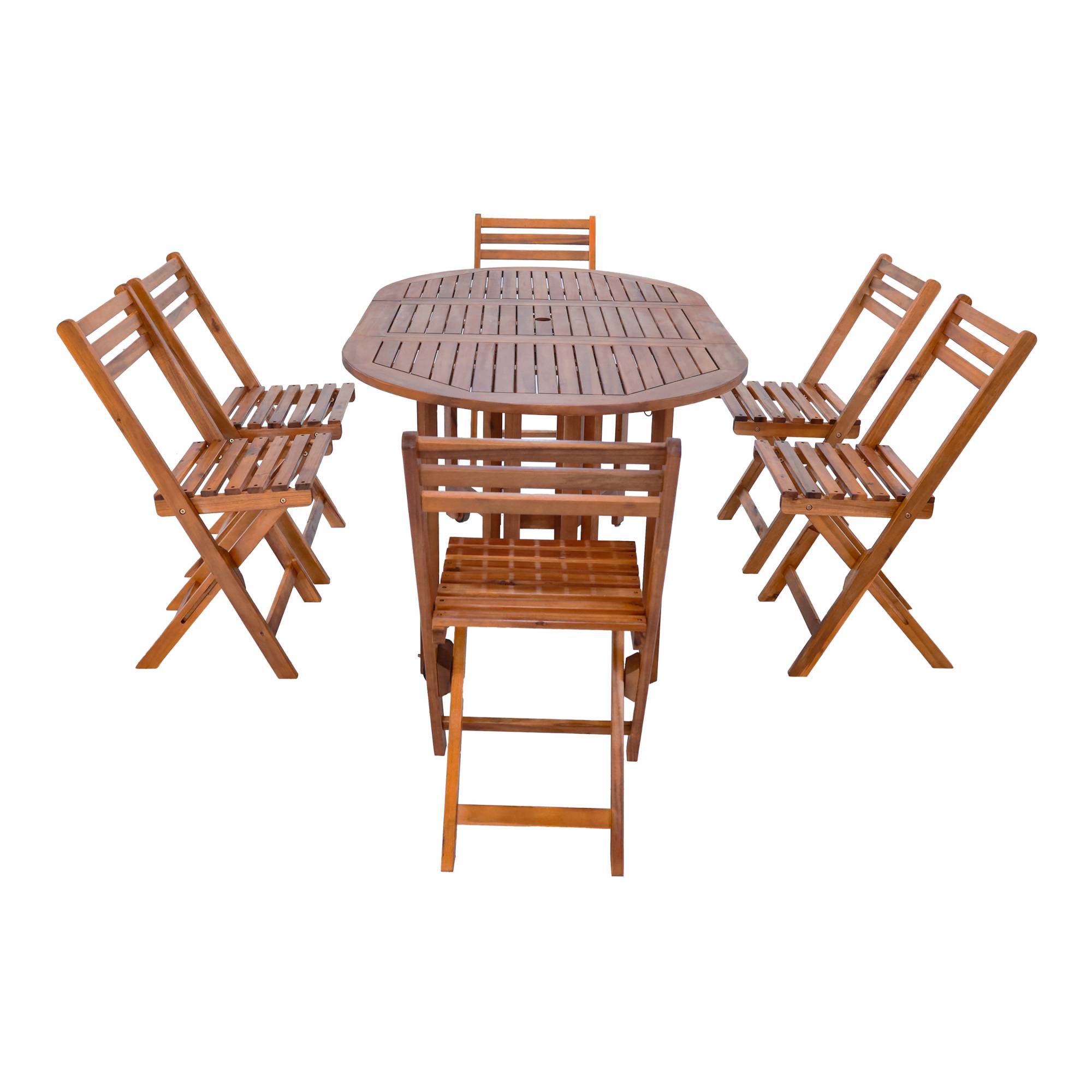 Ensemble de meubles de jardin 7 pièces Acerenza bois d'acacia naturel [en.casa] - Imagen 4