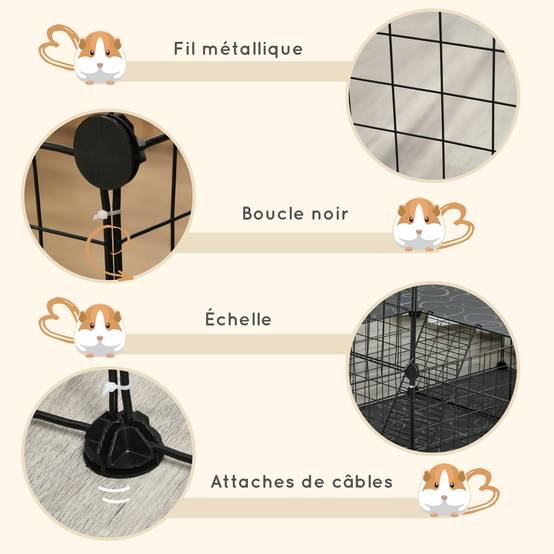 Enclos modulable métal noir 175 x 105 x 70 cm - PANGIVO - Image 8