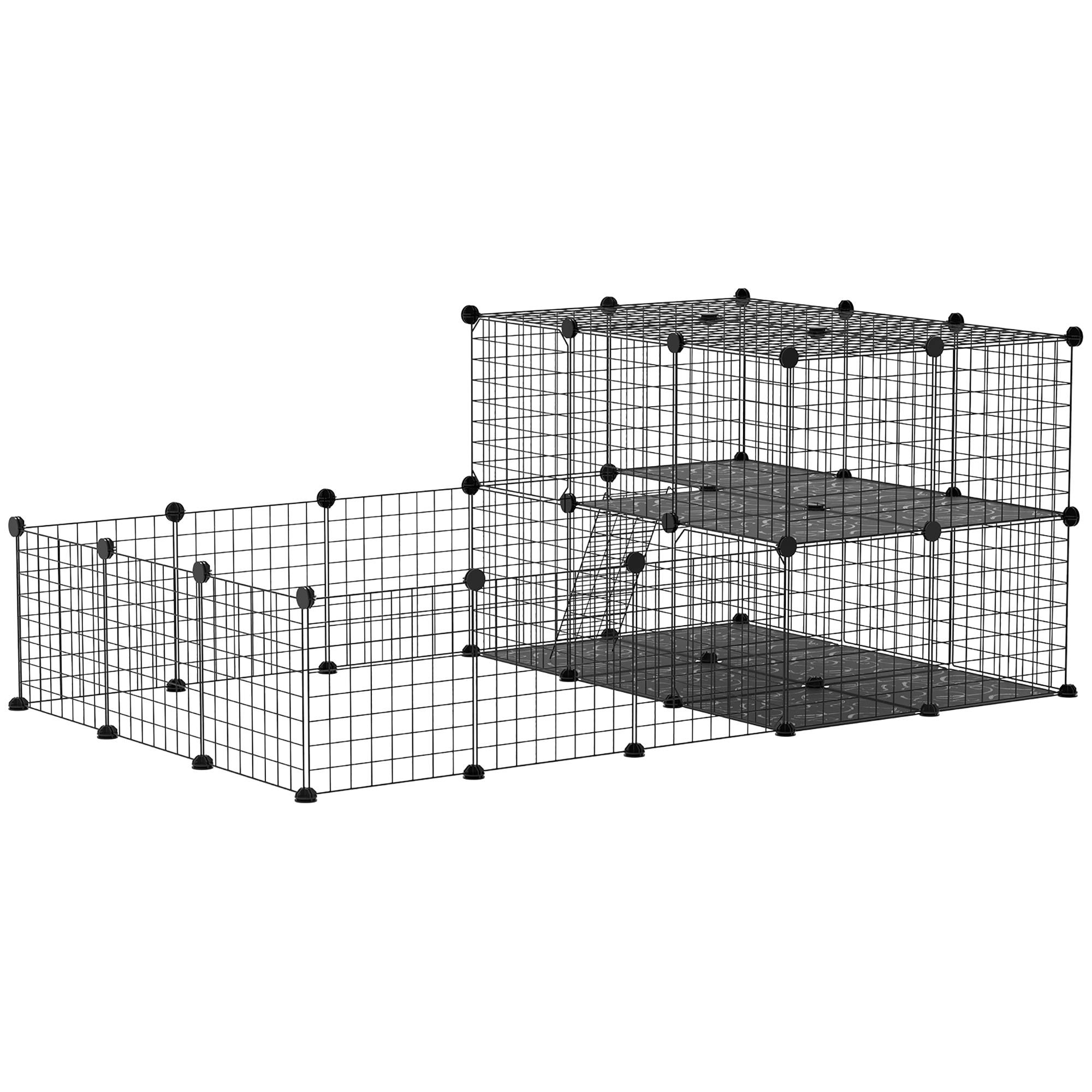 Enclos modulable métal noir 175 x 105 x 70 cm - PANGIVO - Image 2